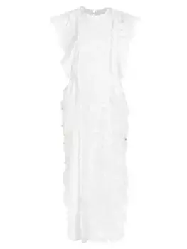 Кружевное платье-миди Alight с фестонами Zimmermann, слоновая кость