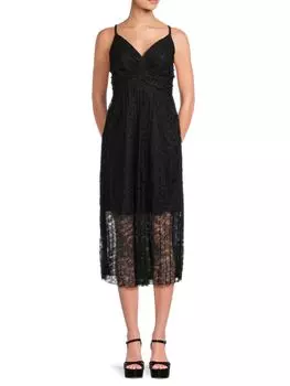 Кружевное платье миди без рукавов Calvin Klein, черный