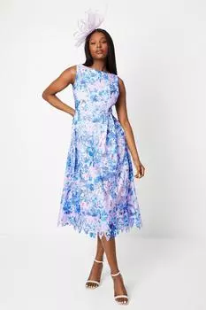 Кружевное платье миди без рукавов с принтом Coast, розовый