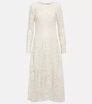 Кружевное платье миди Devi ZIMMERMANN, бежевый