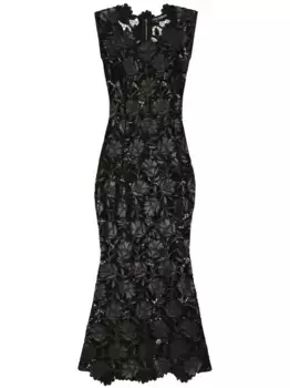 Кружевное платье миди DOLCE & GABBANA, черный