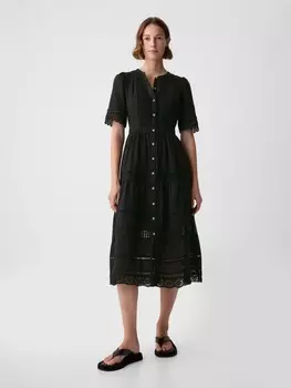Кружевное платье миди Gap, черный