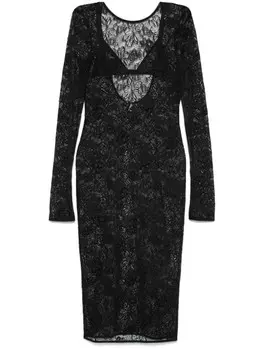 Кружевное платье миди Patrizia Pepe, черный