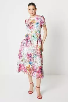 Кружевное платье-миди с принтом Coast, розовый