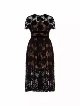 Кружевное платье миди Self-Portrait, черный