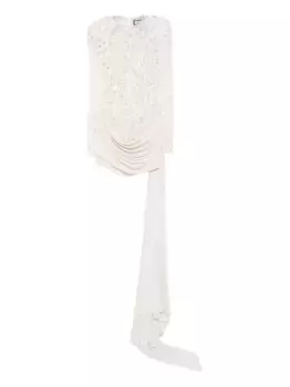 Кружевное платье мини с пайетками NISSA, белый