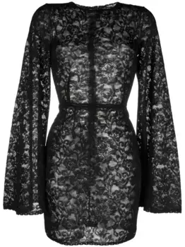 Кружевное платье мини с широкими рукавами DOLCE & GABBANA, черный
