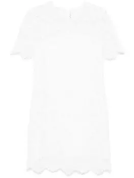 Кружевное платье мини с укороченными рукавами Ermanno Scervino, белый