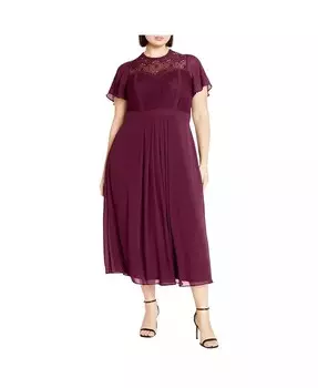 Кружевное платье Niki больших размеров CITY CHIC, фиолетовый