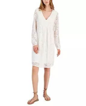 Кружевное платье прямого кроя с завышенной талией и бантом на спине, созданное для macy's INC International Concepts, мульти
