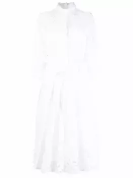 Кружевное платье-рубашка со складками VALENTINO GARAVANI, белый