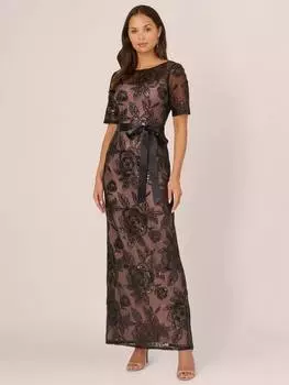 Кружевное платье русалки papell studio с блестками Adrianna Papell, черный