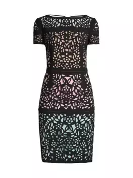 Кружевное платье с эффектом омбре, вырезанное лазером Shani, черный