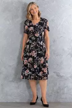 Кружевное платье с цветочным принтом Anna Rose, черный