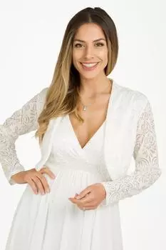 Кружевное платье с длинным рукавом по всей поверхности KRISP, белый