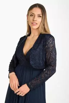 Кружевное платье с длинным рукавом по всей поверхности KRISP, темно-синий