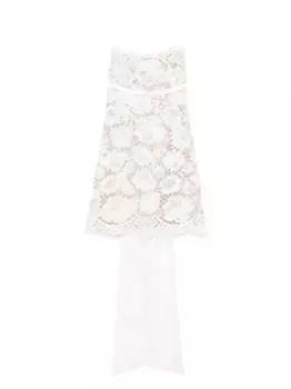 Кружевное платье с фестончатым подолом Self-Portrait, белый