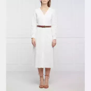 Кружевное платье с поясом Michael Kors, белый