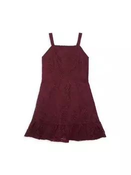 Кружевное платье с расклешенной юбкой для девочек Zac Posen, цвет Burgundy