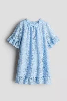 Кружевное платье с воланами H&M, голубой