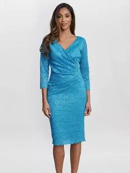 Кружевное платье с запахом melody Gina Bacconi, цвет Turquoise