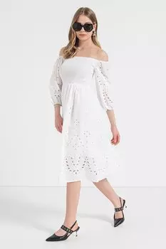 Кружевное платье San Gallo с открытыми плечами Guess, белый