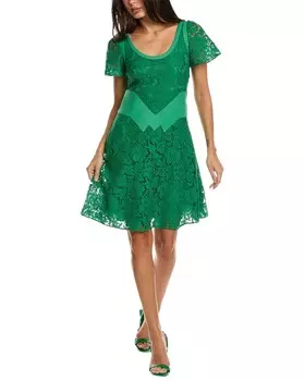 Кружевное платье трапеции Valentino, зеленый