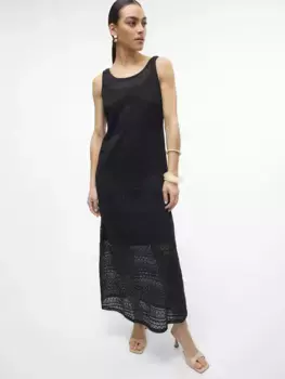 Кружевное платье Vero Moda "VMHONEY LACE SL 7/8 DRESS WVN", черный