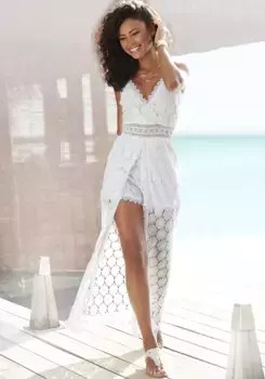 Кружевное платье Vivance с вшитыми шортами, белый