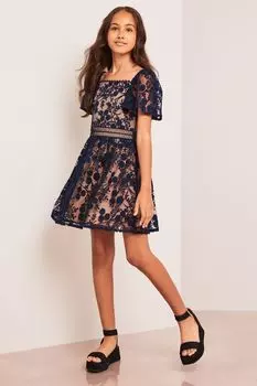 Кружевное вечернее платье Lipsy, синий