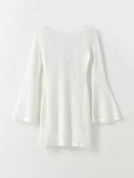 Кружевное женское платье с круглым вырезом и длинным рукавом LCW Casual