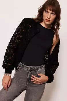 Кружевной бомбер Mint Velvet, черный