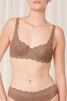 Кружевной бюстгальтер Amourette с волнистыми краями Triumph, коричневый
