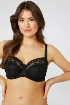 Кружевной бюстгальтер-балкон Dd+ Debenhams, черный
