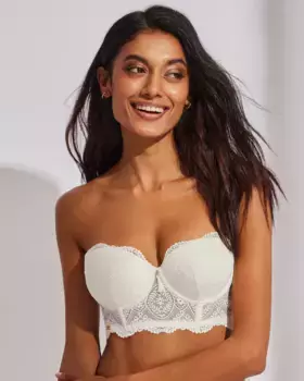 Кружевной бюстгальтер-балконет-бюстье Selmark, цвет Crema