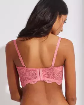 Кружевной бюстгальтер-балконет-бюстье Selmark, розовый