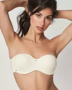 Кружевной бюстгальтер-бандо с цветочным принтом без бретелек Selmark, кремовый