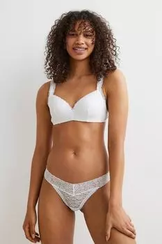 Кружевной бюстгальтер без косточек H&amp;M, белый
