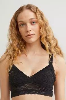 Кружевной бюстгальтер без косточек H&amp;M, черный