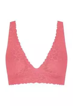 Кружевной бюстгальтер без косточек кружевной однотонный Sloggi, розовый