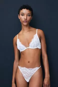 Кружевной бюстгальтер без косточек на косточках H&amp;M, белый