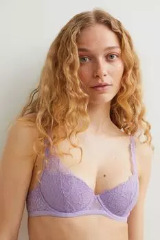 Кружевной бюстгальтер без косточек на косточках H&amp;M, фиолетовый