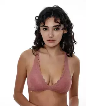 Кружевной бюстгальтер без косточек с лямкой на крючках и петлях на подкладке Black Limba, розовый