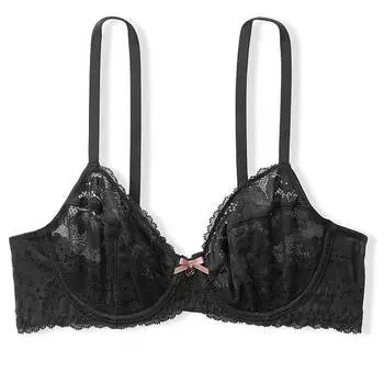 Кружевной бюстгальтер без подкладки Victoria's Secret Body By Victoria Demi, черный