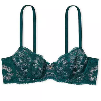 Кружевной бюстгальтер без подкладки Victoria's Secret Body By Victoria Demi, темно-зеленый