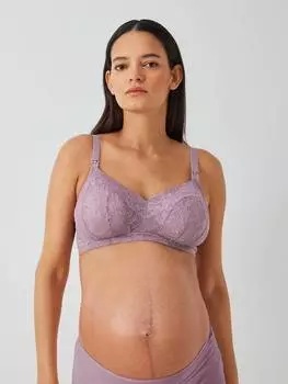 Кружевной бюстгальтер для беременных и кормящих с ирисом John Lewis, цвет Graphite/Berry