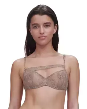 Кружевной бюстгальтер Leavers на косточках с вышивкой Slash Line CHANTELLE X, серый