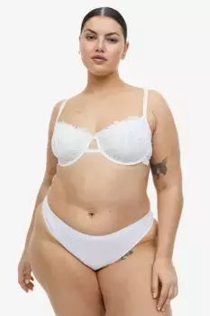Кружевной бюстгальтер на косточках/без подкладок H&M, белый