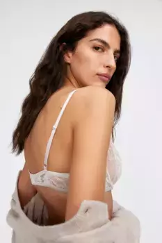 Кружевной бюстгальтер на косточках/без подкладок H&M, бежевый