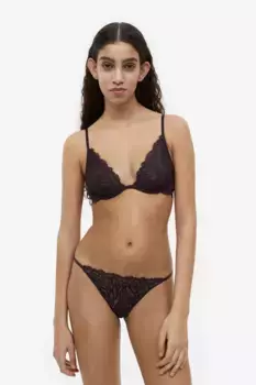Кружевной бюстгальтер на косточках/без подкладок H&M, черный